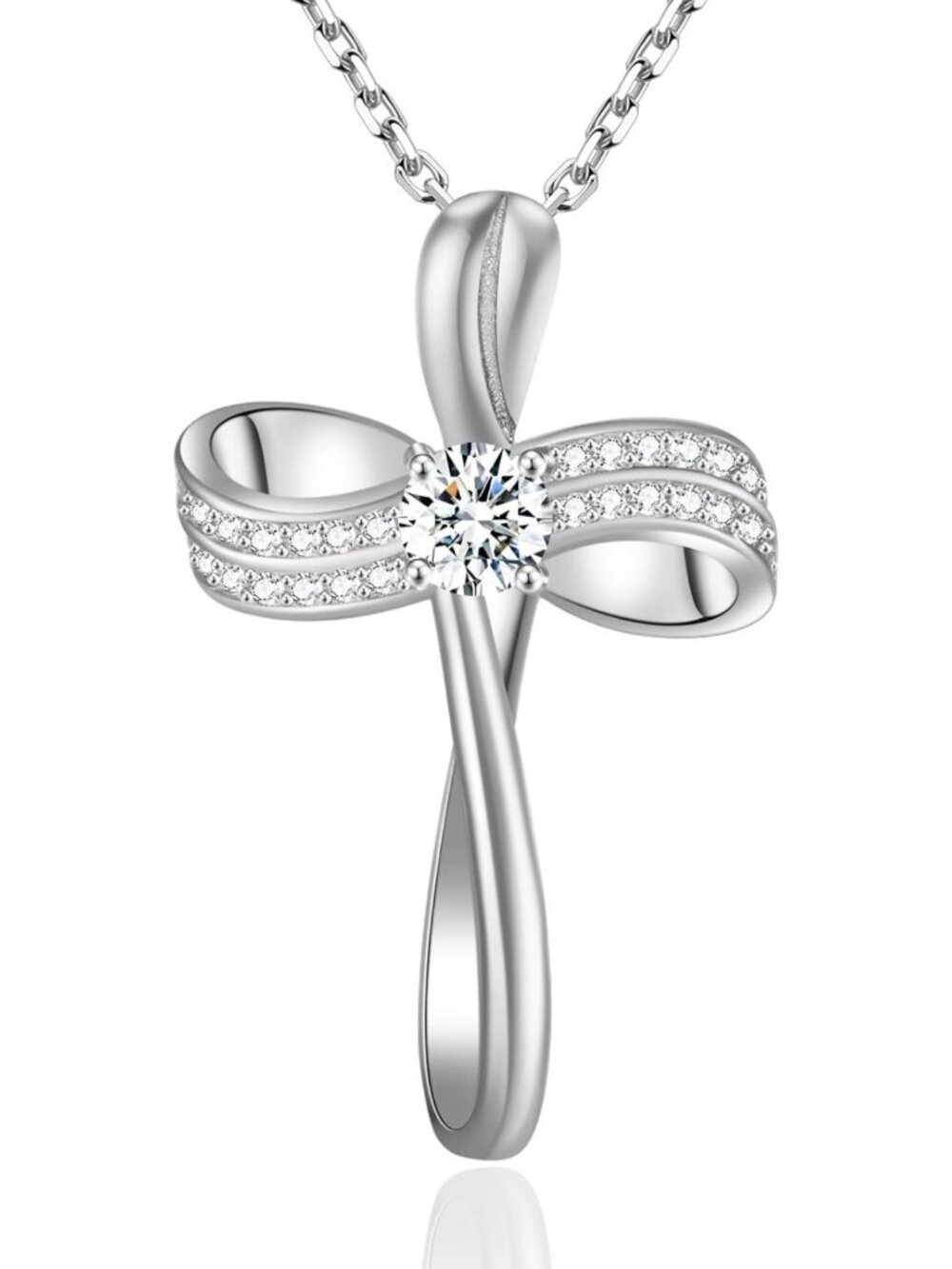 18K Gold Plated Cross Necklace, Infinity Loop Pendant, S925 Silver Jewelry Gift